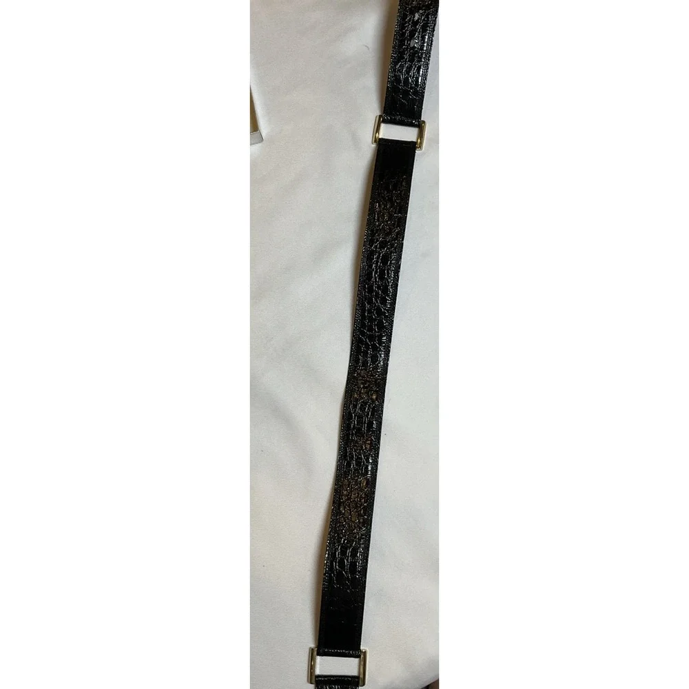 Bergdorf Goodman Crocodile Statement Belt Modular Rings Patent Wide Size 30